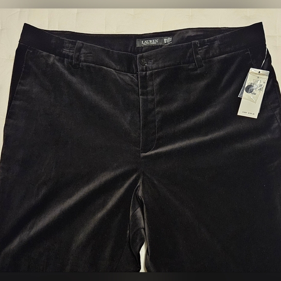 NEW Lauren Ralph Lauren High-Rise Stretch Velvet Boot Trouser: Black: 18W - Picture 3 of 13